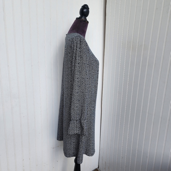 Mango Suit Black White Geo Print Long Sleeve Midi Dress Women’s  Stretch Size 6 - Picture 10 of 11